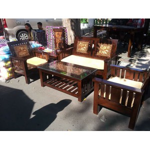 set kursi tamu minimalis sederhana jati