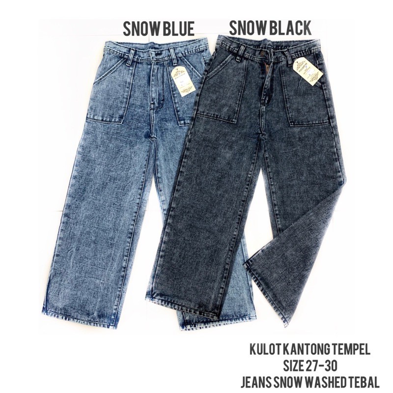 Kulot Jeans Snow Kantong Tempel Tebal