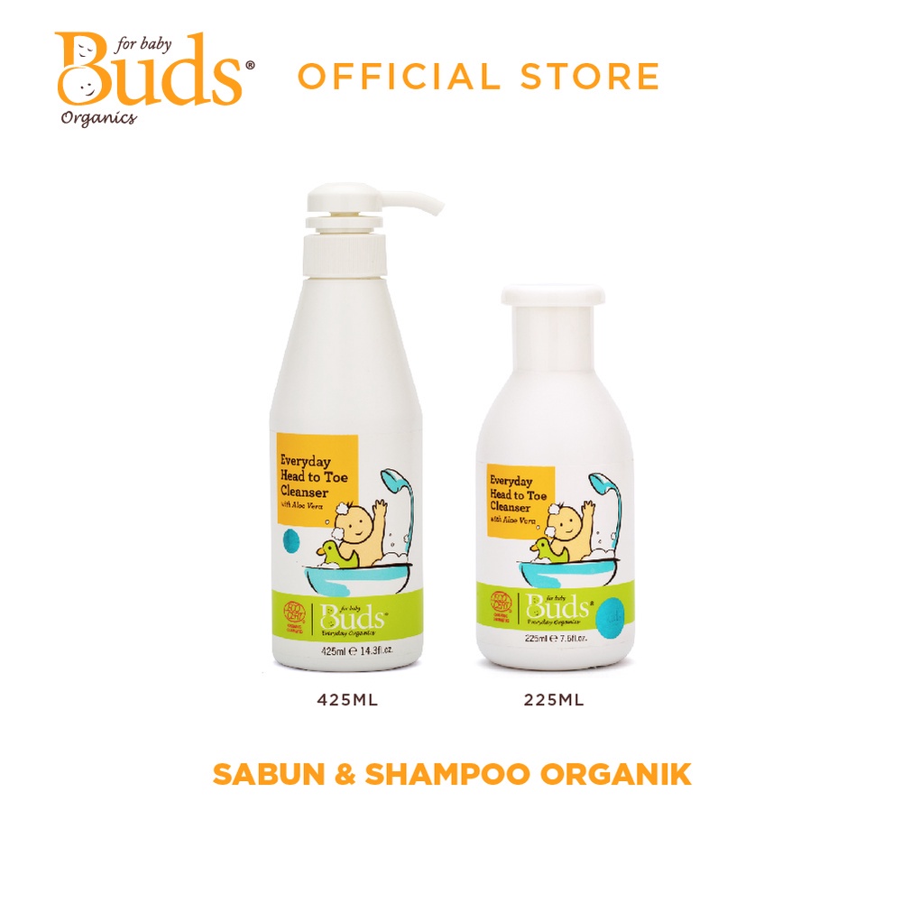 CBK - Buds Organics Everyday Head To Toe Cleanser 225ml 425ml - Sabun Sampo Mandi Perawatan Kulit Bayi dan Anak