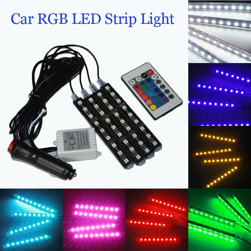 LED DRL Strip Light Car RGB SMD5050 Incl Remote Control Dekorasi Dashboard Mobil 16 Colour