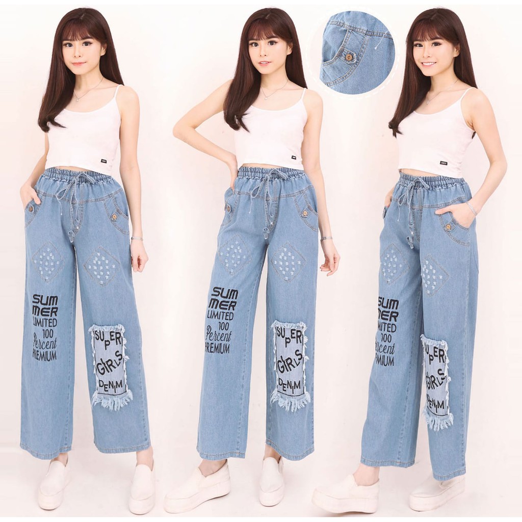 SB Collection Celana Panjang Venesia Longpants Kulot Casual Jeans Wanita