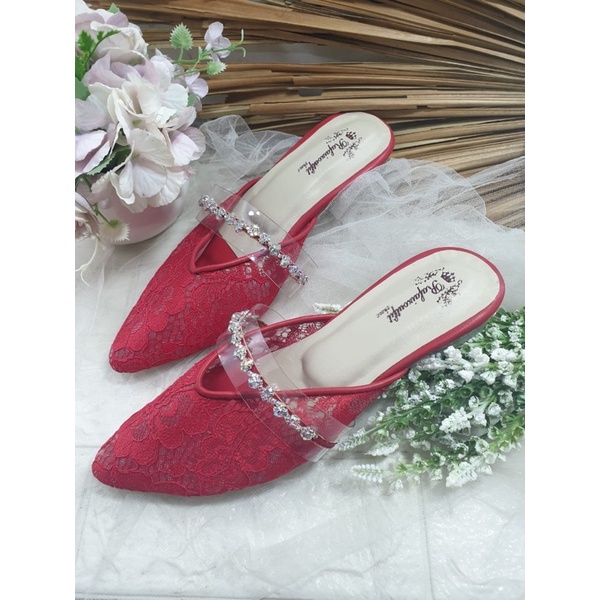 sepatu azwa merah cabe 2cm kaca