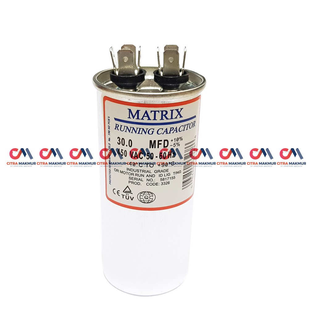 Kapasitor AC 30 uF Capasitor Air Conditioner Kompresor Compresor Tabung Mesin Aluminium matrix