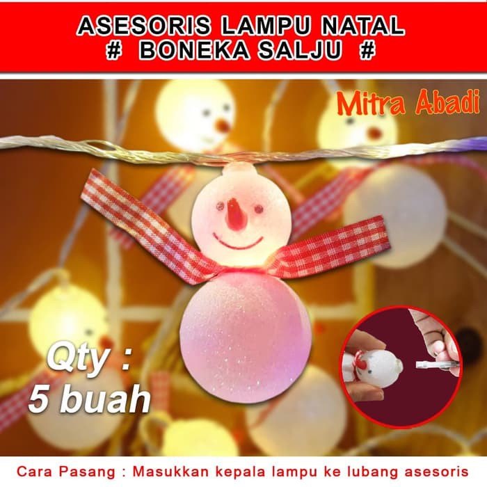 Aksesoris Hiasan Lampu Natal Model Boneka Salju 1 SETT = 5 pcs