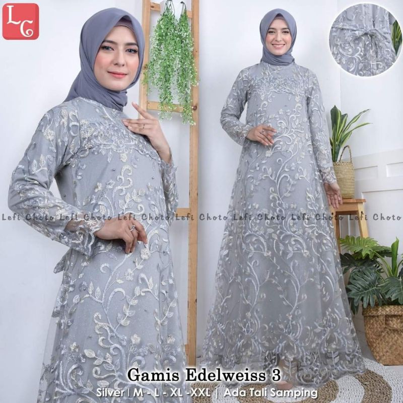 NEW REAL PICT GAMIS EDELWIS 3/GAMIS TULLE MODERN/GAMIS MURAH/GAMIS KONDANGAN