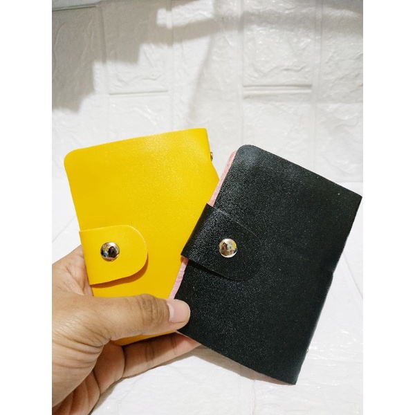 DK22 Dompet Kulit Kartu Kancing Polos