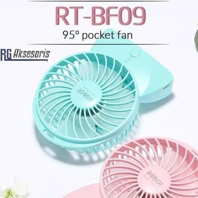 (READY COD) KIPAS ANGIN PORTABLE MINI ROBOT RT-BF09 POCKET FAN TERLENGKAP