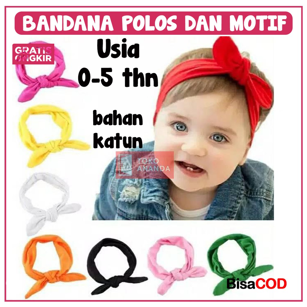 BANDANA BAYI POLOS DAN MOTIF / BANDANA BABY / HEADBAND BAYI / BANDANA