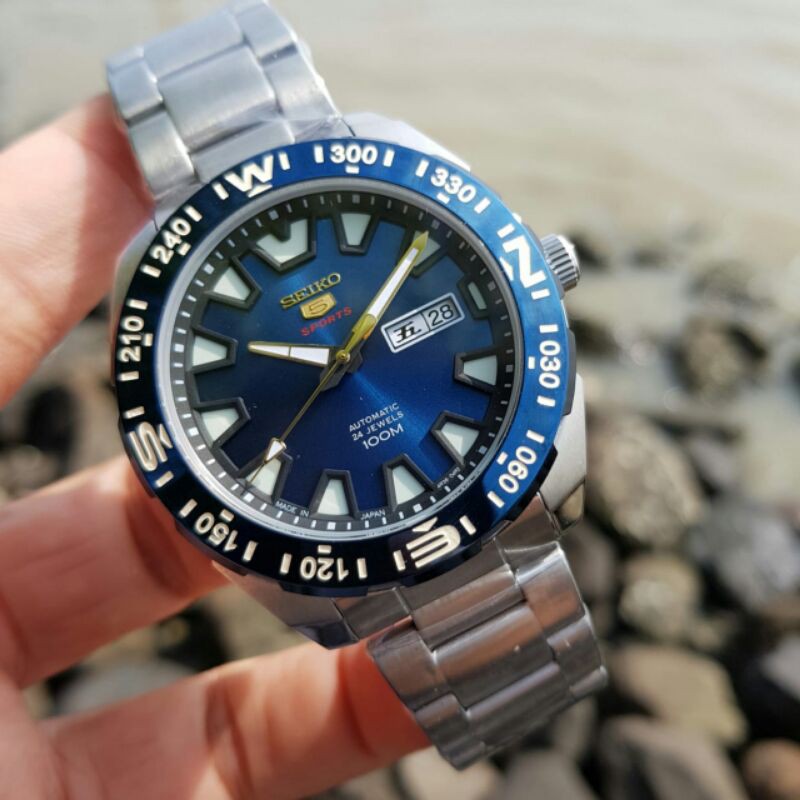 Jam Tangan Pria Seiko 5 Sport Automatic Rante Silver Mesin Original