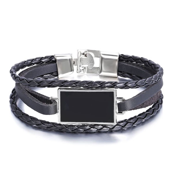 oila gelang kulit multilayer geometric leather bracelet jge114(4F3)