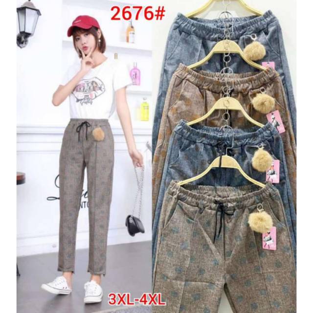 Celana wanita bahan suede import ukuran allsize fit 3xl-4xl