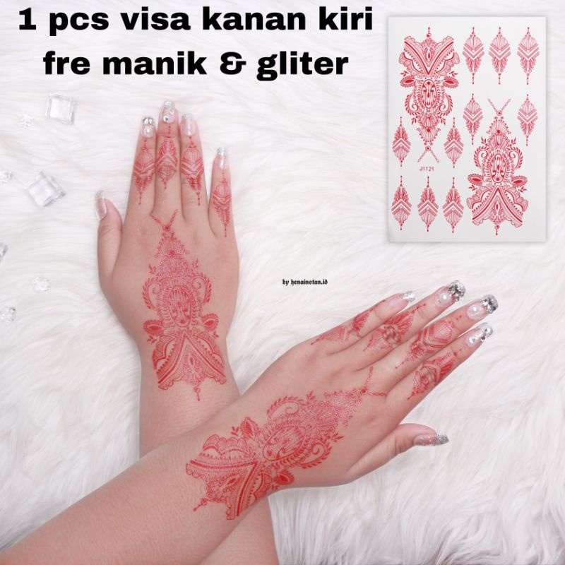 HENA INSTAN MERAH J1121 / FREE GLITER MANIK DAN SAMPLE