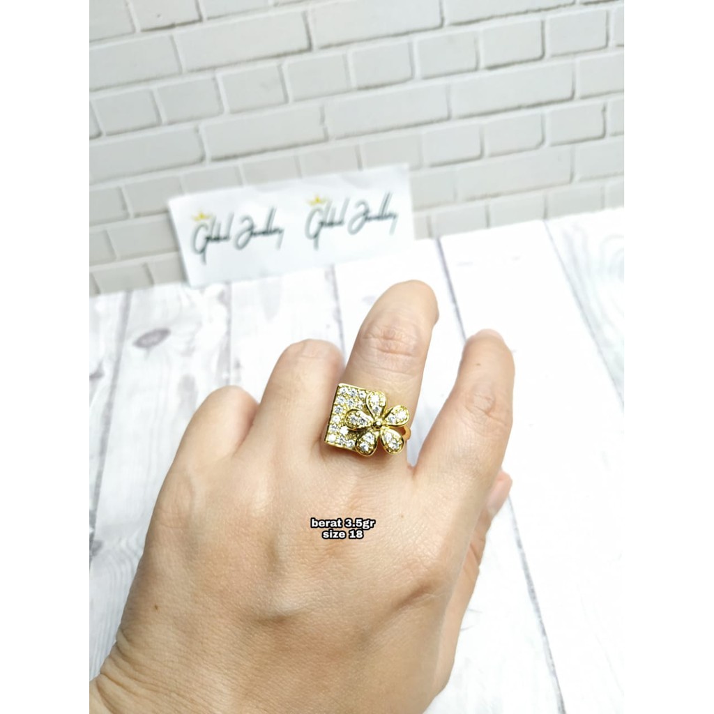 CINCIN BUNGA MATA GOLD PERAK ASLI S925 GLOBAL JEWELLERY CG077