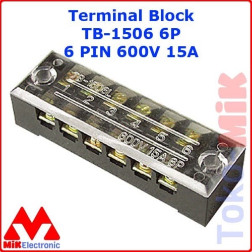 Terlaris TB-1506 TERMINAL BLOCK BLOK 6 KABEL 6 PIN 6P SEKRUP 3MM TB1506 15A MIK shopee