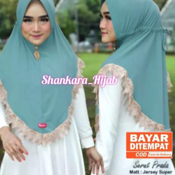 ✰BIG SALE✰ Jilbab Instan Serut Prada Renda Import Jersey Super Premium Model Bergo Terbaru