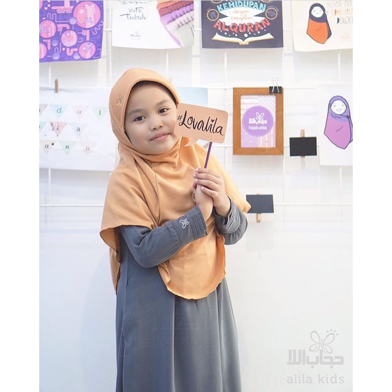 Gamis Hari Alila Kids Abu Tua | Hijab Alila Kids