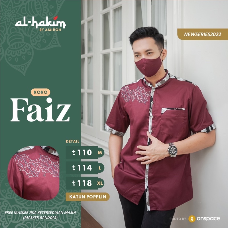 FAIZ Koko Dewasa Lengan Pendek Premium / Kemko Dewasa Lengan Pendek / Baju Koko Bordir Pria Dewasa L
