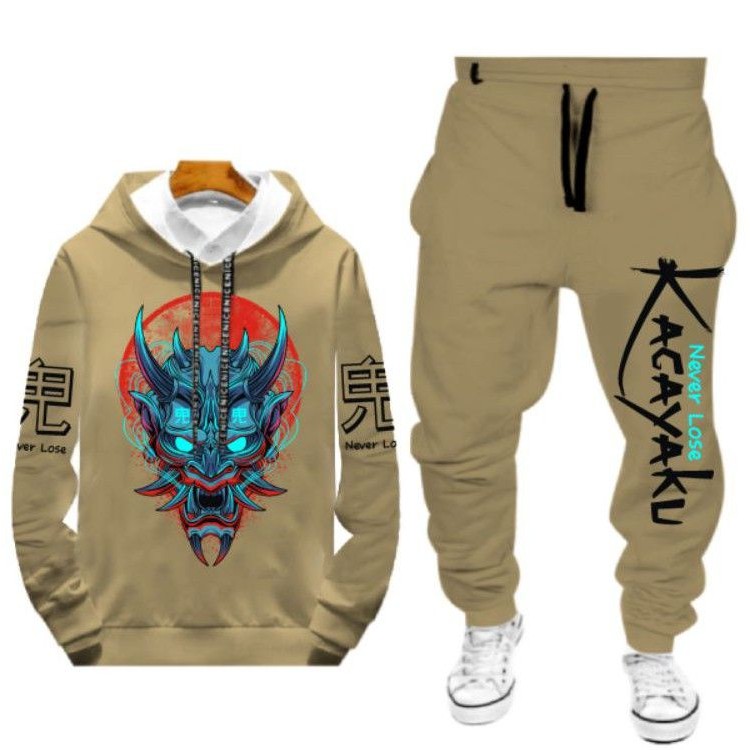 N_S Stelan Pria/Wanita 1Set Hoodie Panjang+Celana Jogger YaKuZa//Yametekudasai