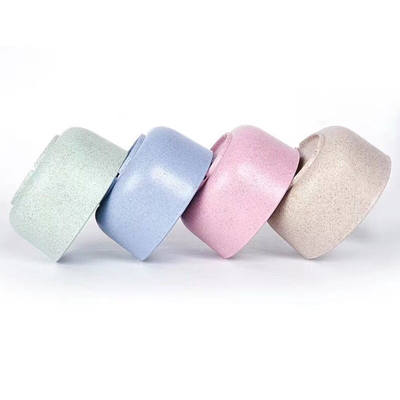 MS4 Mangkok Makan Set 4pcs Wheat Straw Bowl Warna Warni Jerami Gandum Mangkuk Plastik Set Gift