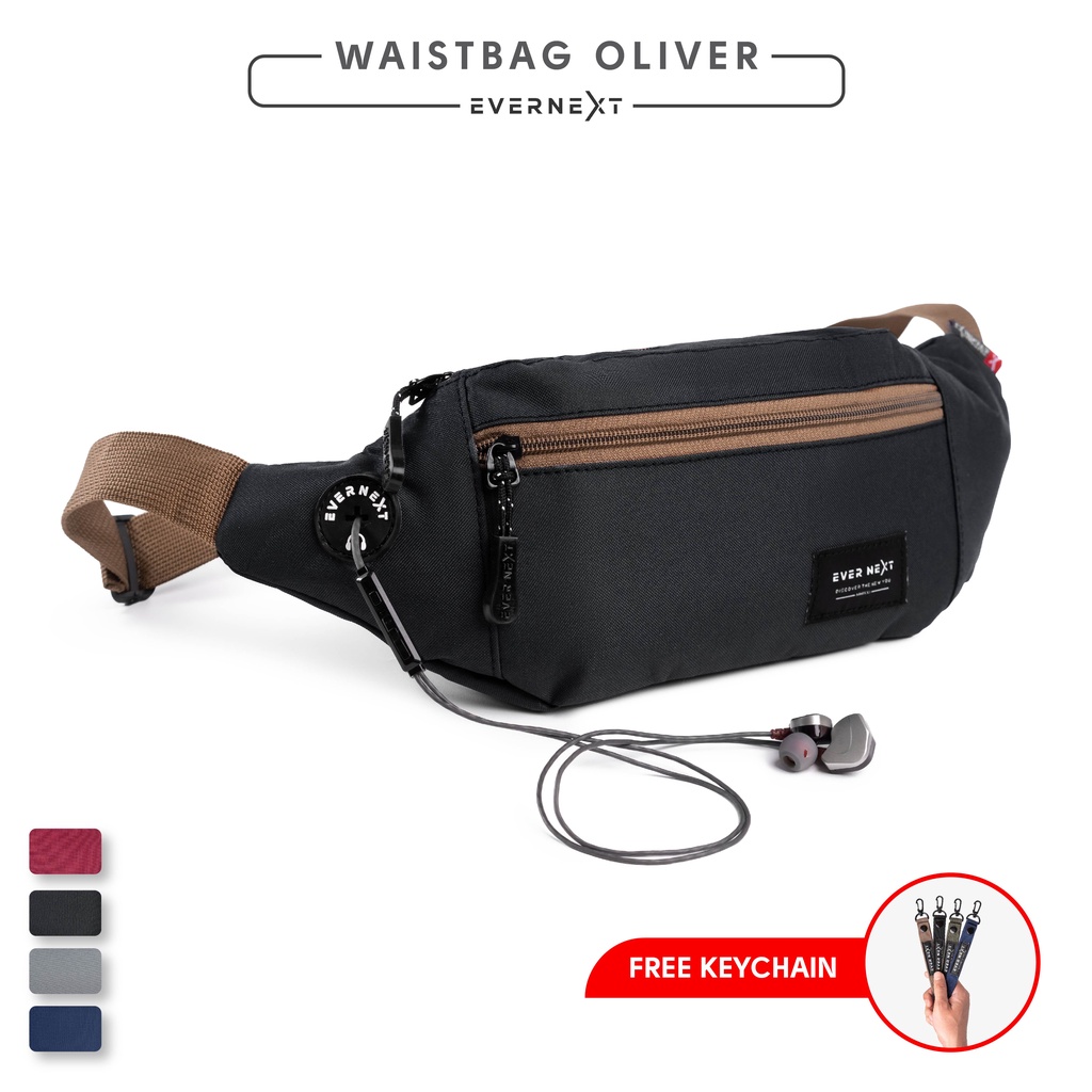 (FREE KEYCHAIN) Tas Selempang Tas Slempang Serbaguna Waist Bag Unisex Cowok Cewek Ada Lubang Headset