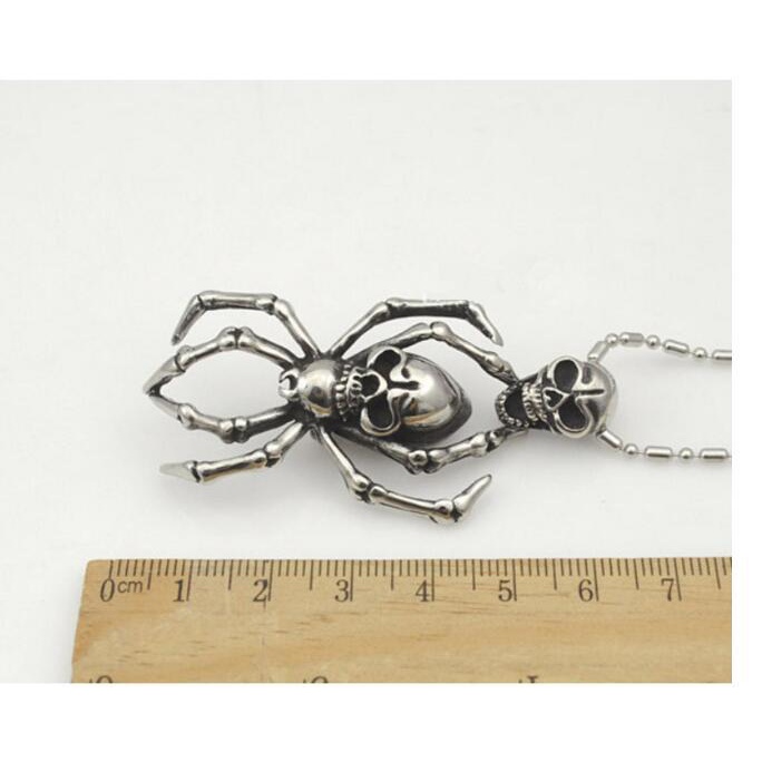 Punk Skull Spider Stainless Steel Pendant Necklace Exaggerated Men's Trendy Jewelry