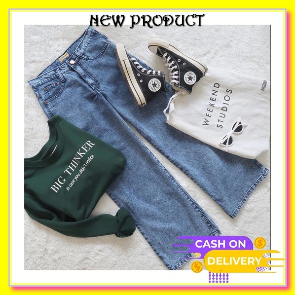 Celana Jeans Sobek Wanita Tidak Tembus Bawahan Rawis Celana Panjang Jins Wanita Ripped Cewek Kekinia