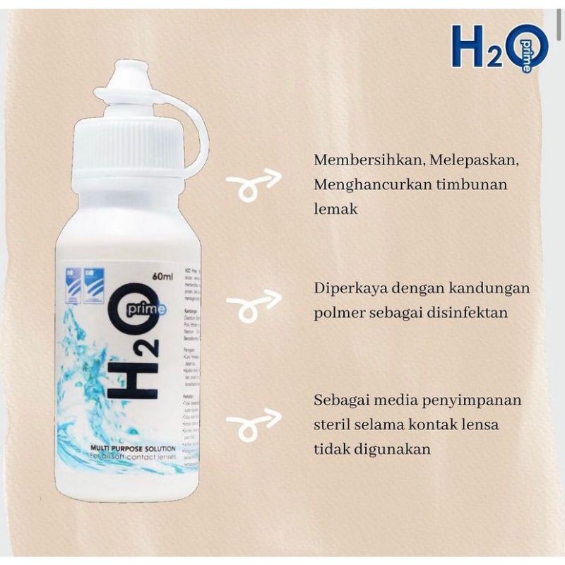 Cairan Pembersih Softlens H2O Prime 60ml Contact Lens Solution Multi Purpose / air softlens h2o prime / cairan H20 prime