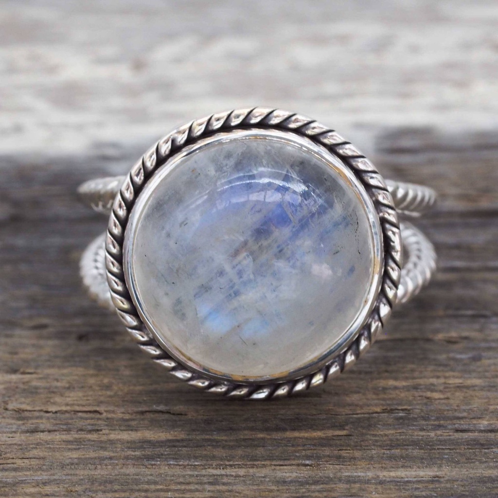 Cincin Bahan Sterling Silver 925 Hias Moonstone Gaya Punk Untuk Wanita Ccc32