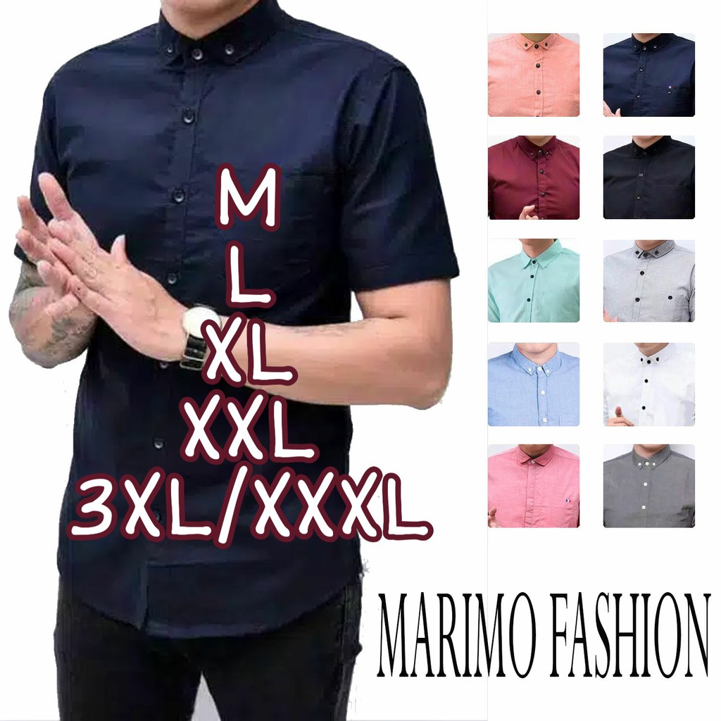 PROMO kemeja pria lengan pendek polos formal casual kerja santai baju jumbo xxl xxxl 2xl 3xl