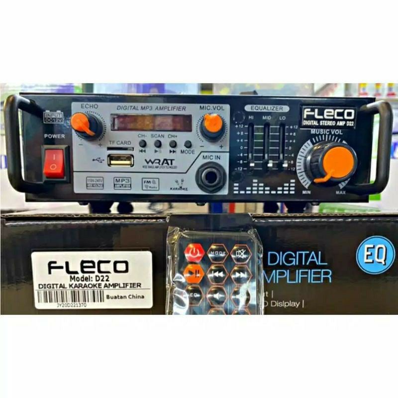 [PROMO]Power Amplifier ORIGINAL FLECO D-22/Ampli Bluetooth Karaoke Mini AC/DC