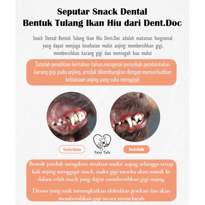 Dent.doc Single Cleaning Teeth Sharkbone Stick dent.dog | Chew Stick Kunyah Untuk Gigi Sehat | Snack Anjing