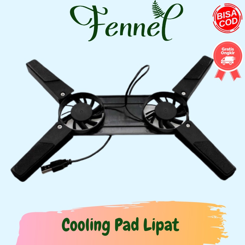 Pendingin Notebook Laptop Cooling Pad Lipat Portable X Stand Dual Fan 818