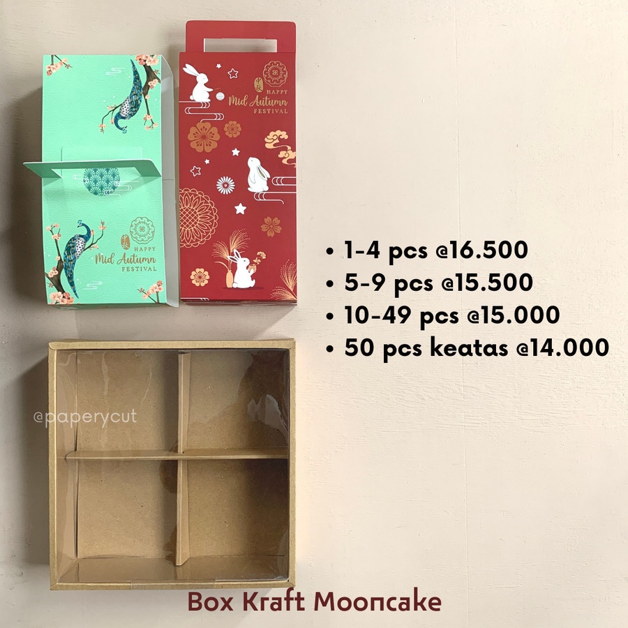 

Box Dus Kraft Mika Packaging Hampers Kue Bulan Mooncake Sleeve Handle