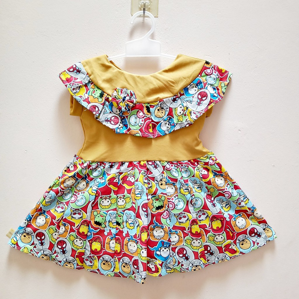 Dress Ruffle Untuk Usia 1-2 Tahun - Dress Anak Berkerah Rumbai - Dress Anak Perempuan Harian Murah