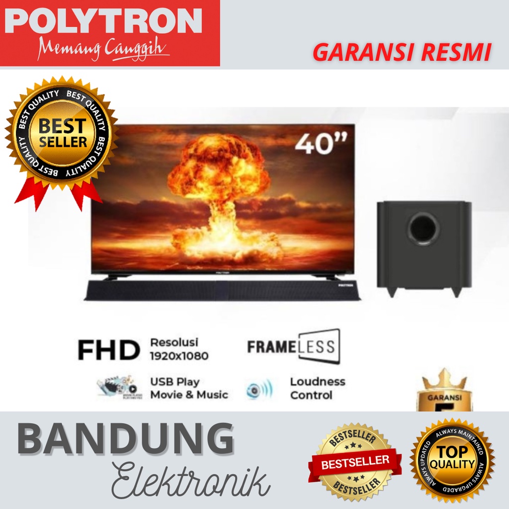 LED TV POLYTRON 40 INCH 40BV8958 DIGITAL DVBT2 CINEMAX SOUNDBAR