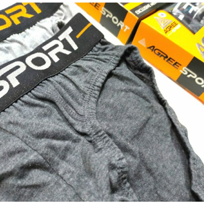 (2 Pcs) Celana Dalam Pria AGREE SPORT Karet Boxer Super Soft Exclusive Men's Brief AGREE SPORT 2327 K