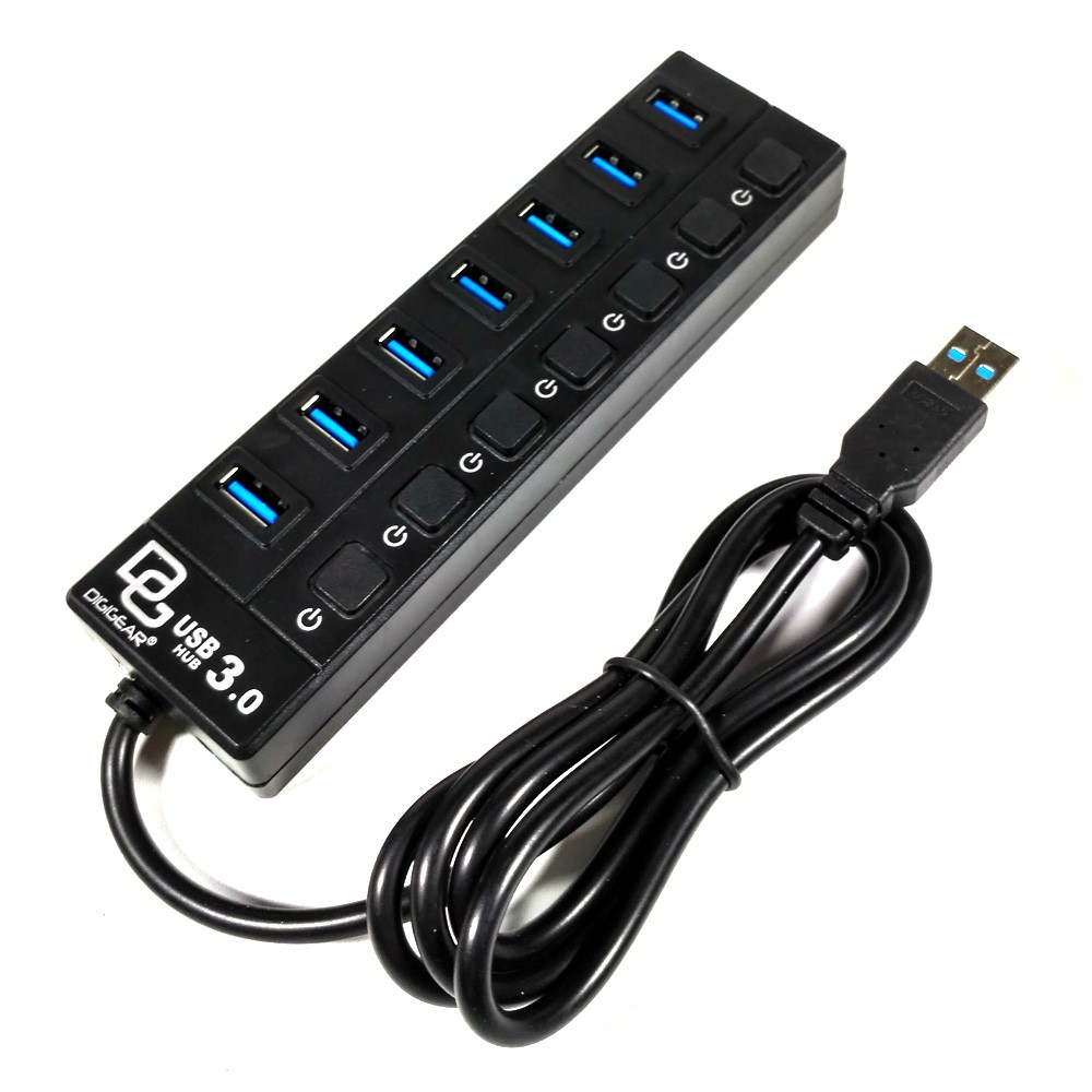 Digigear USB HUB 7 Port Kabel 1.2 meter on/off - USB 3.0