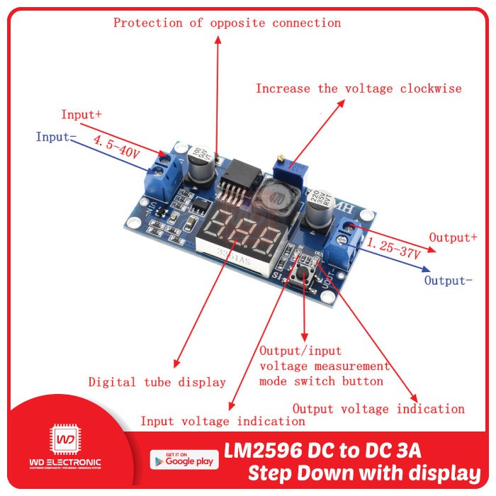 LM2596 DC to DC Step Down 3A with LED Display module