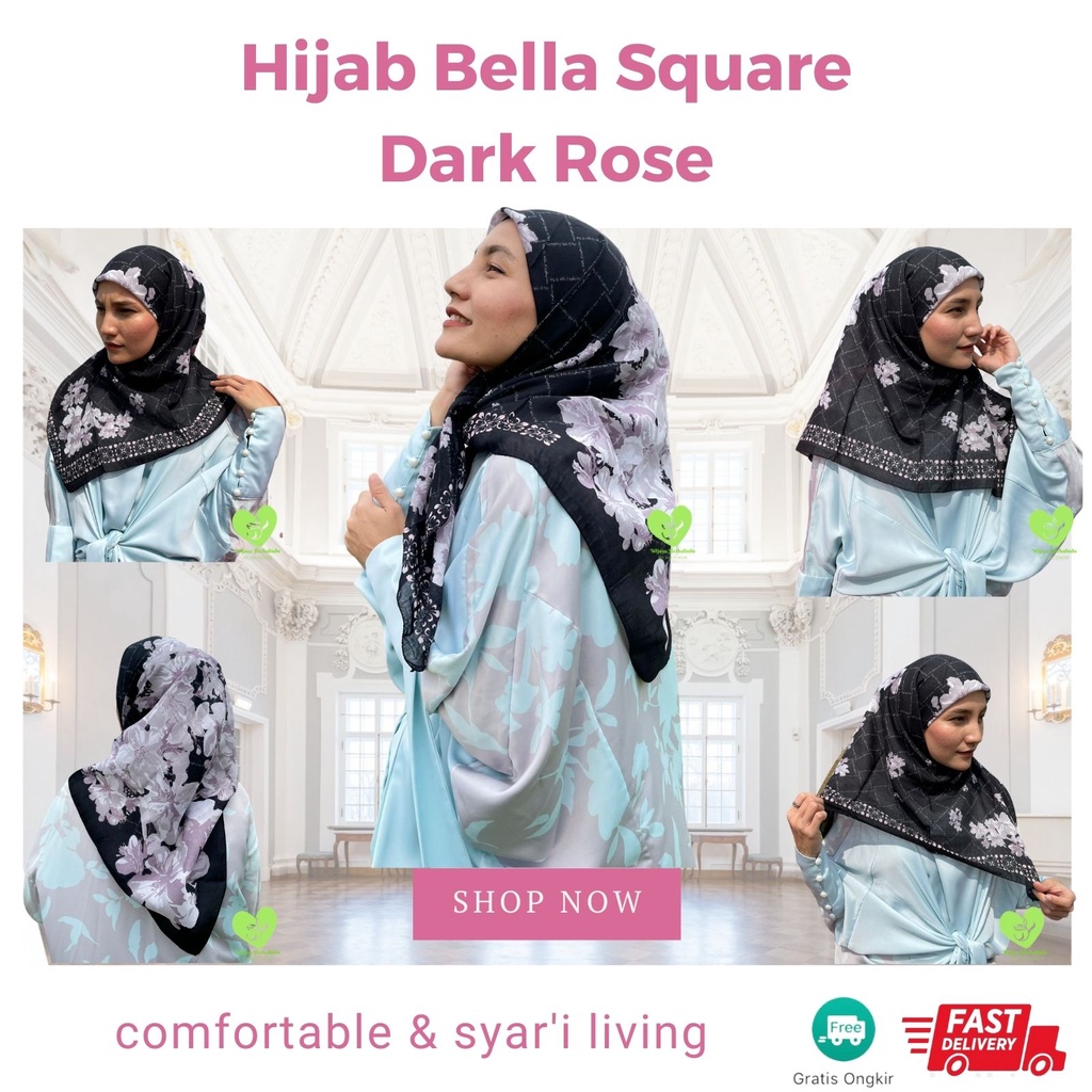 [Outfits] Hijab Bella Square Segi Empat Motif Cantik /Jilbab Bella Square / Kerudung / Krudung / Kudung Muslimah