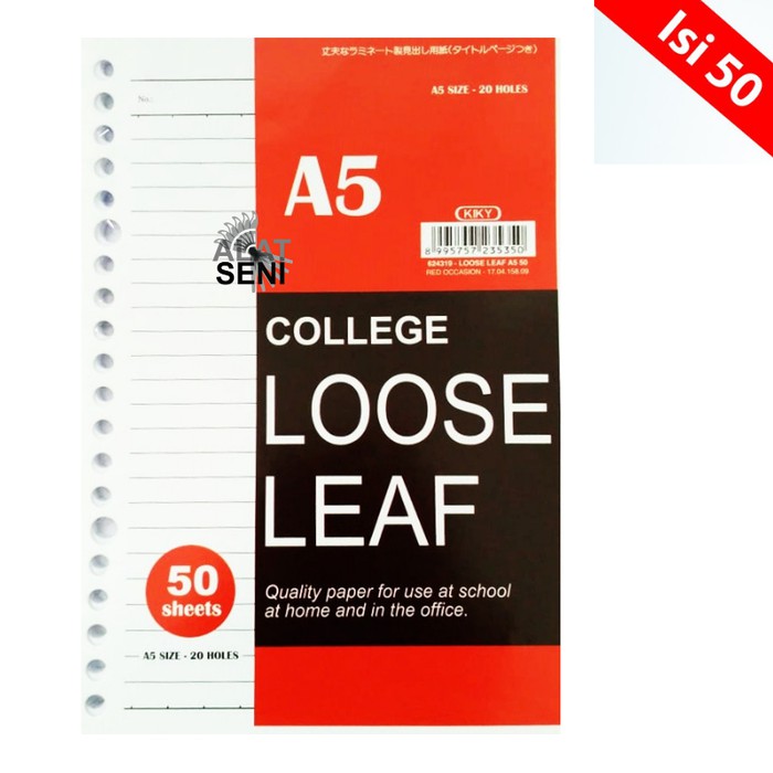 

Kiky Loose Leaf A5 (Pak Isi 50 Lembar) BERGARIS - Isi Binder A5
