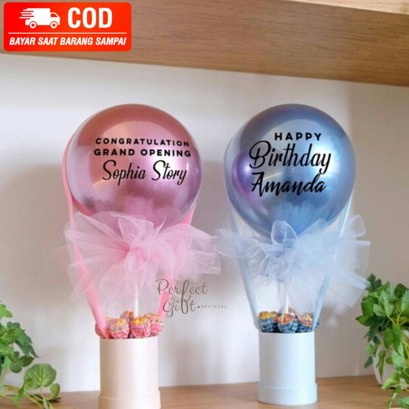 (PERFECTGIFT.OFFICIAL) COLORFUL BALLOON IN HOT AIR BALLOON HADIAH KADO BALON UDARA MINI SNACK PERMEN