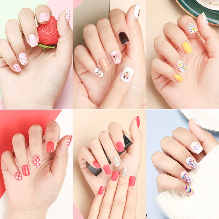 MOTIF C 24 Pcs Kuku Palsu Dan Lem Fake Nail Art 3d Kuku Palsu Tahan Air 24 Pcs Kotak Free Lem 2gr [KK]