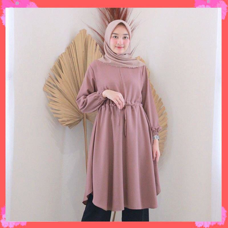 BHETA TUNIK / LONG TUNIK MUSLIM / Baju Atasan Tunik Crinkle Polos Jumbo Remaja Busui / Tunik Polos H