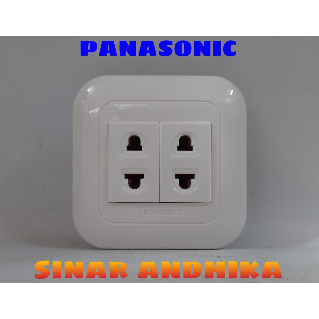 STOP KONTAK DOUBLE UNIVERSAL PUTIH PANASONIC WEJ 78029+WEJ 10919