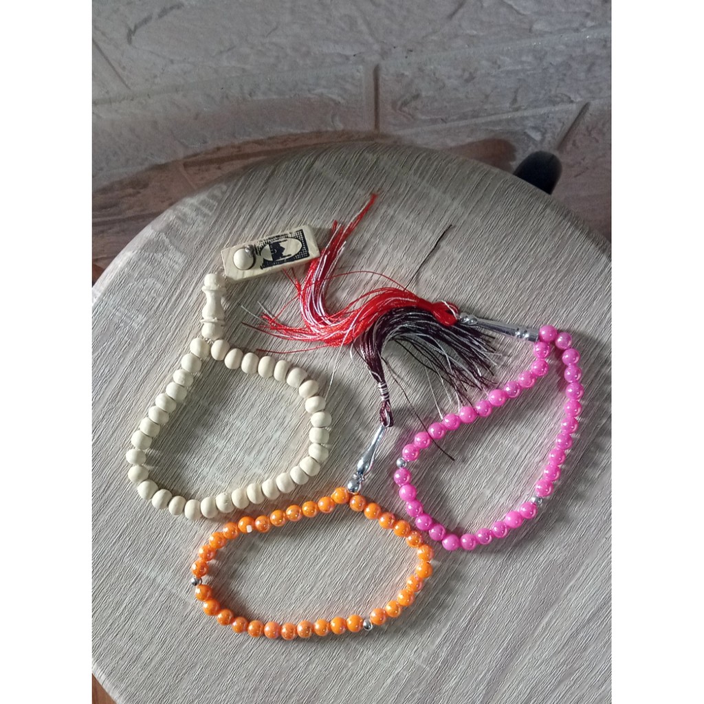 Tasbih isi 33 untuk souvenir & hiasan bahan kayu & plastic