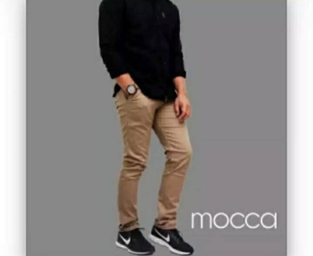 Celana chinos pria model pensil bahan streact size 27-38