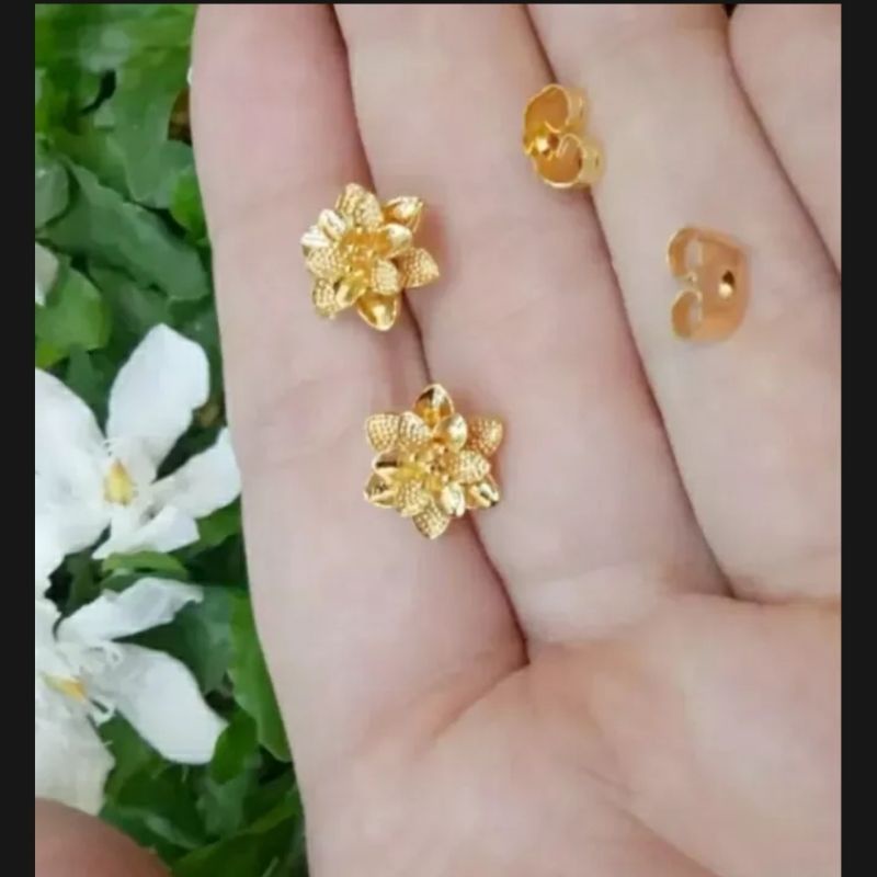 COD anting tusuk motif mawar lapis emas 24k asli mewah