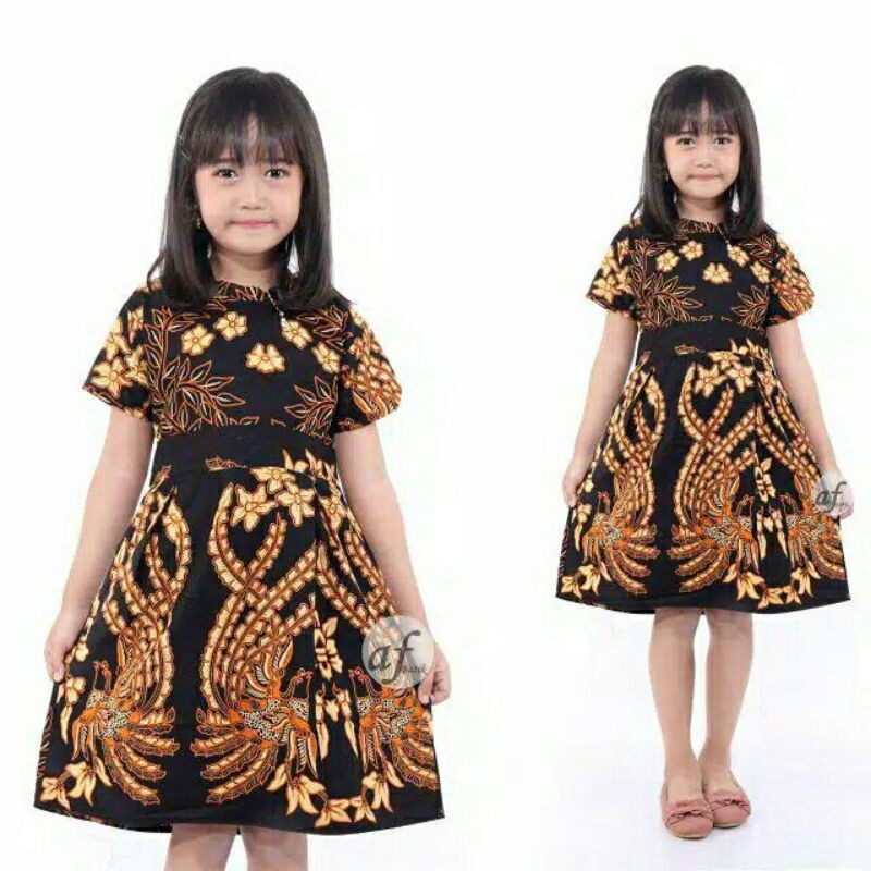 Dress batik Anak usia 2 sampai 9 Tahun - Motif batik bervariasi - batik Anak Harga ecer bisa COD