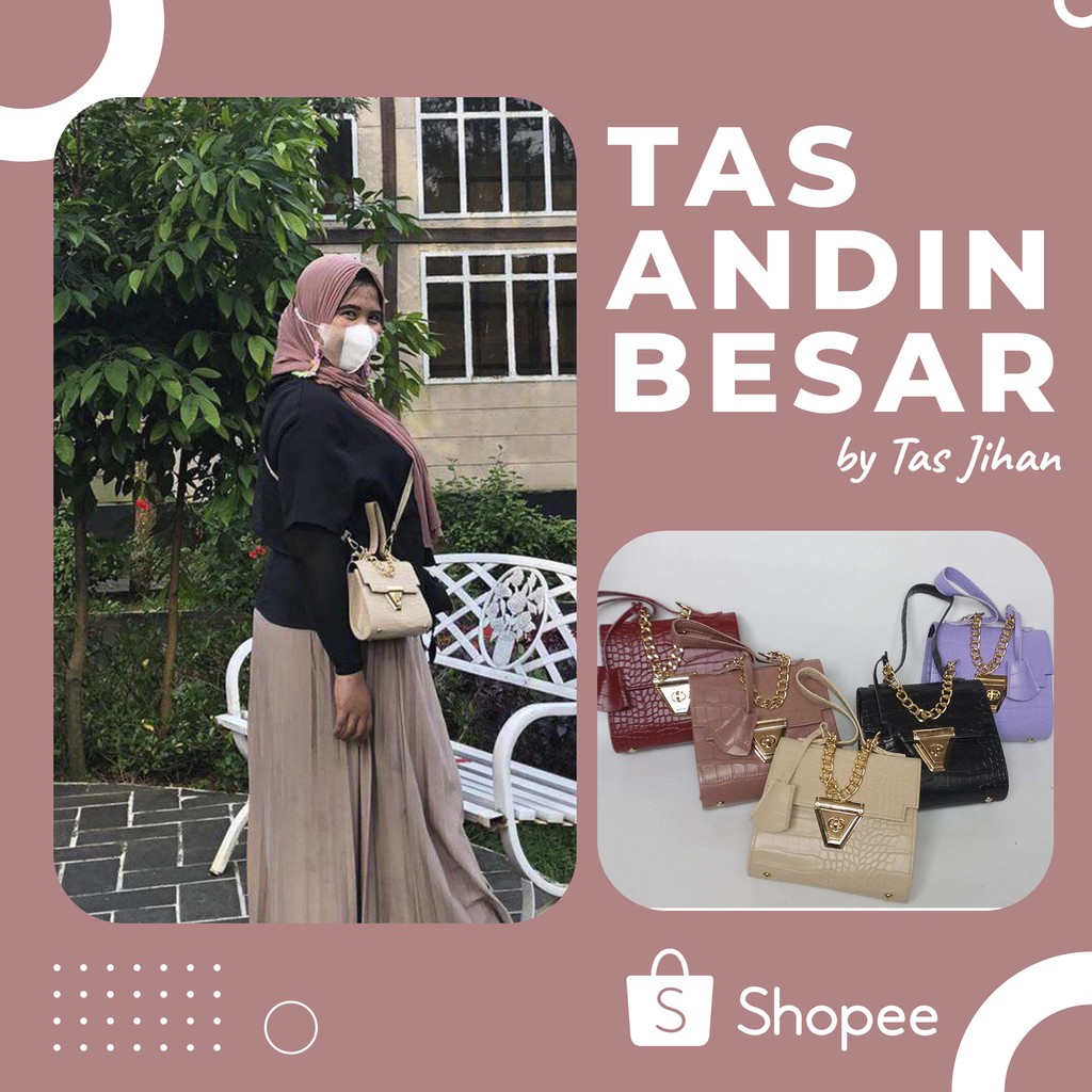 Tas Selempang Jinjing Bahu Andin Besar/Slingbag Aksesoris Wanita Premium Termurah By anetcollection2