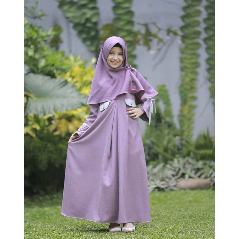 lorisa kids dress syar'i simple anak / baju muslim lebaran anak perempuan